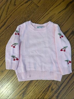 Little English Pink Cherry-Accent Crewneck Sweater